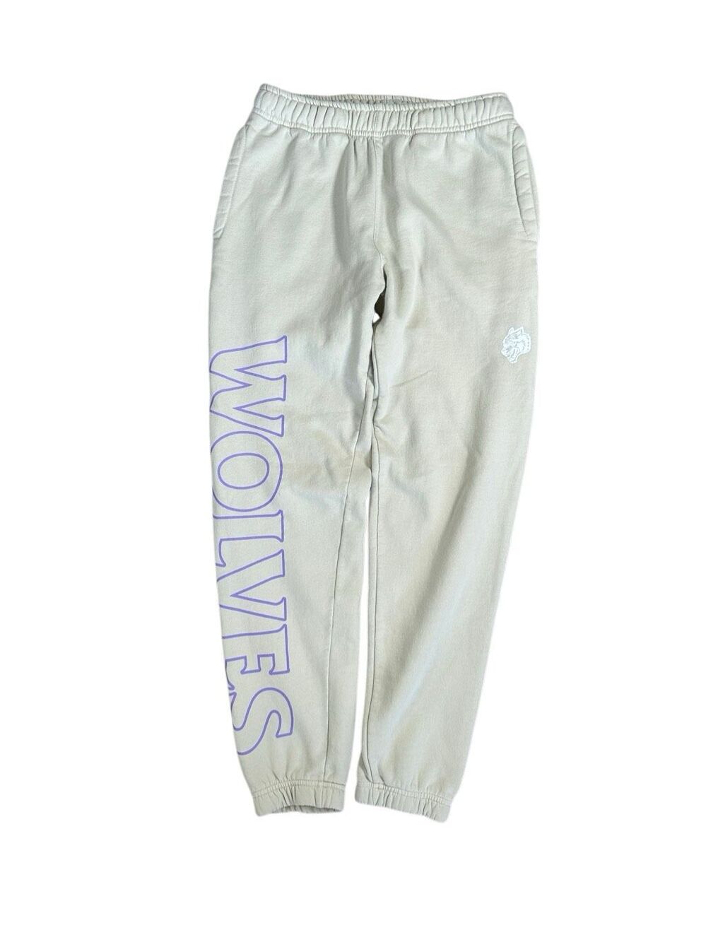 Darc Sport SHE Women’s XS Jogger Sweatpants Cream/Purple Gym Workout Fleece Wolf